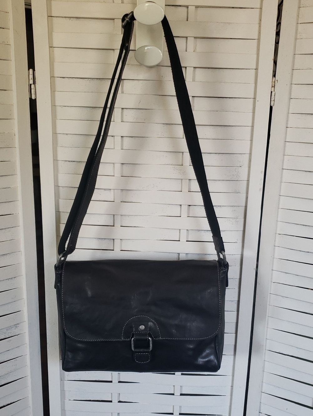 Jack George Black Leather Crossbody/Shoulder Bag